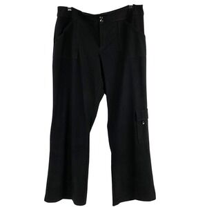 Coldwater Creek Wide Leg Cargo Pants Women 16 Black Stretch Natural Fit Career